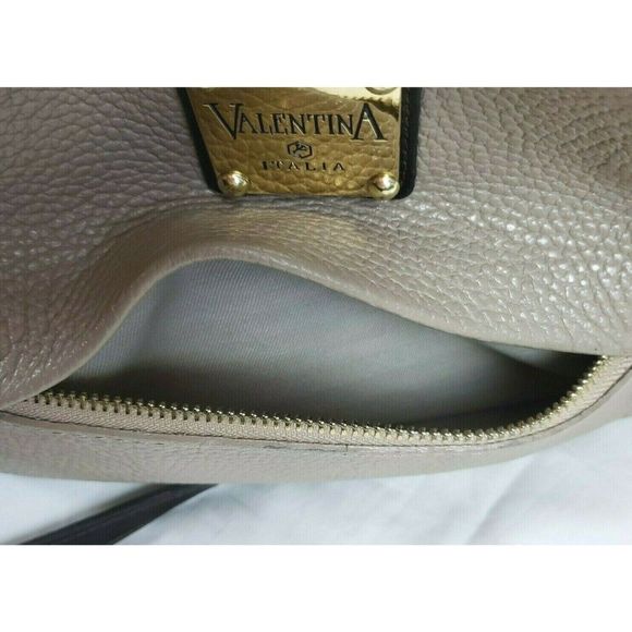 Valentina Italian Leather Purse Crossbody Handbag Beige Cream - Picture 4 of 8